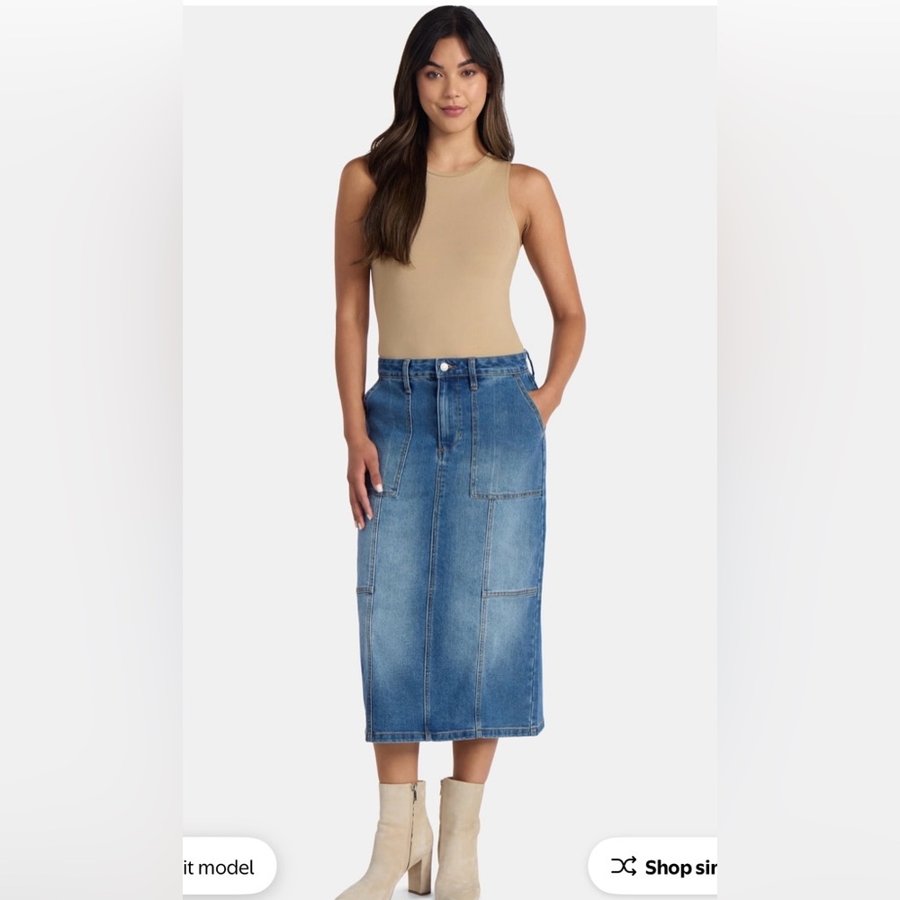 Denim Blue Midi Skirt